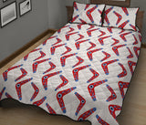 Boomerang Aboriginal Pattern White Background Quilt Bed Set