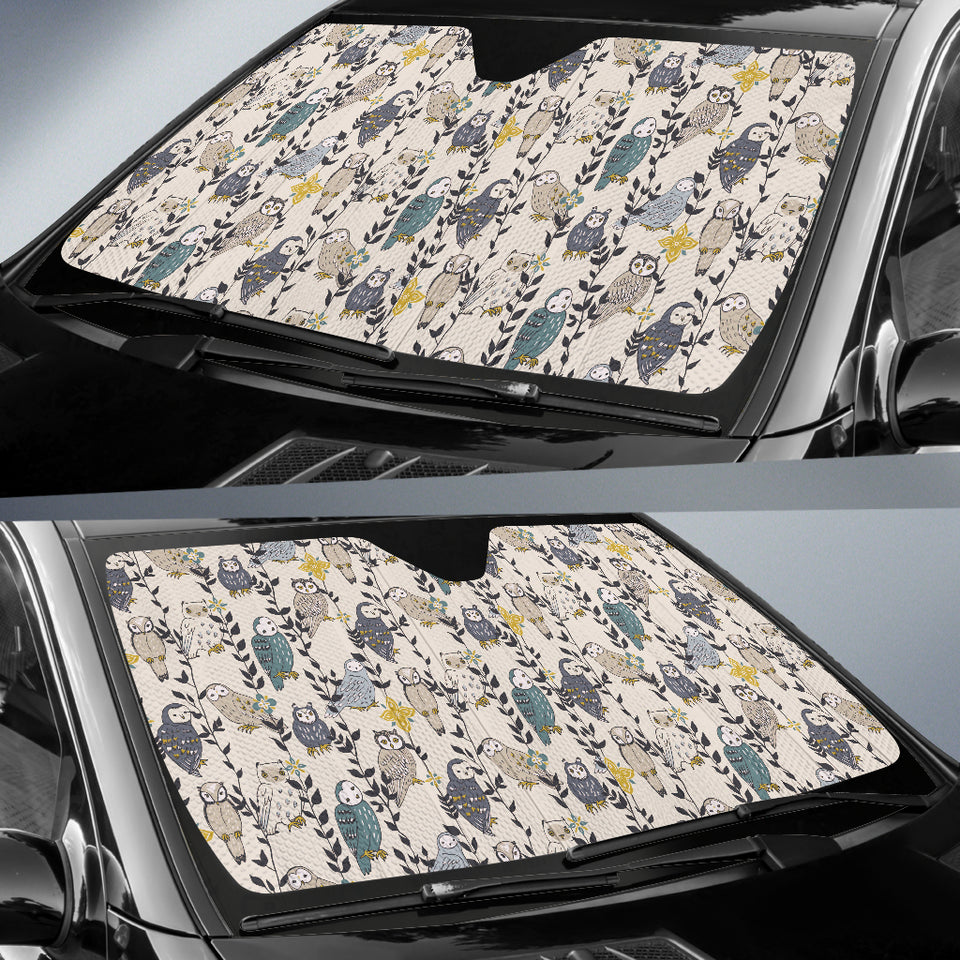 Owl Pattern Background Car Sun Shade