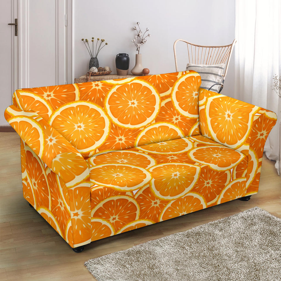 Sliced Orange Pattern Loveseat Couch Slipcover