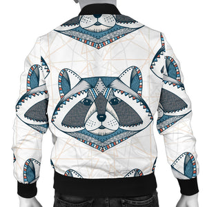 Raccoon Head Pattern Men Bomber Jacket