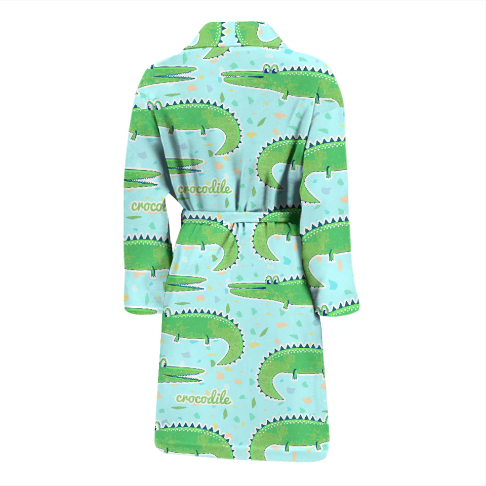 Crocodile Pattern Blue background Men Bathrobe