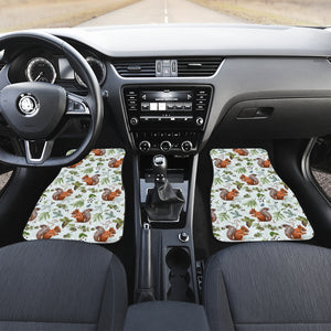 Squirrel Pattern Print Design 02 Front and Back Car Mats