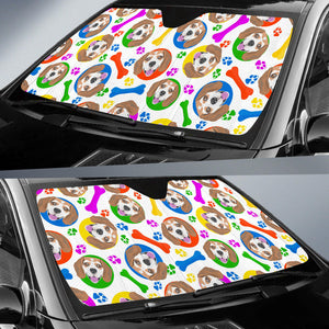Colorful Beagle Bone Pattern Car Sun Shade