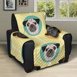 Pug Head Pattern Recliner Cover Protector