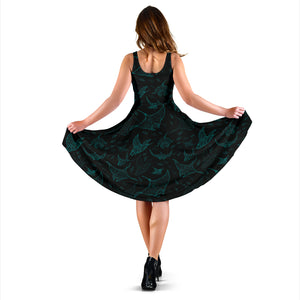 Stingray Pattern Print Design 02 Sleeveless Midi Dress