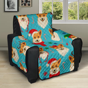 Christmas Corgi Pattern Recliner Cover Protector