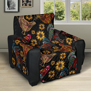 Rooster Chicken Flower Pattern Recliner Cover Protector