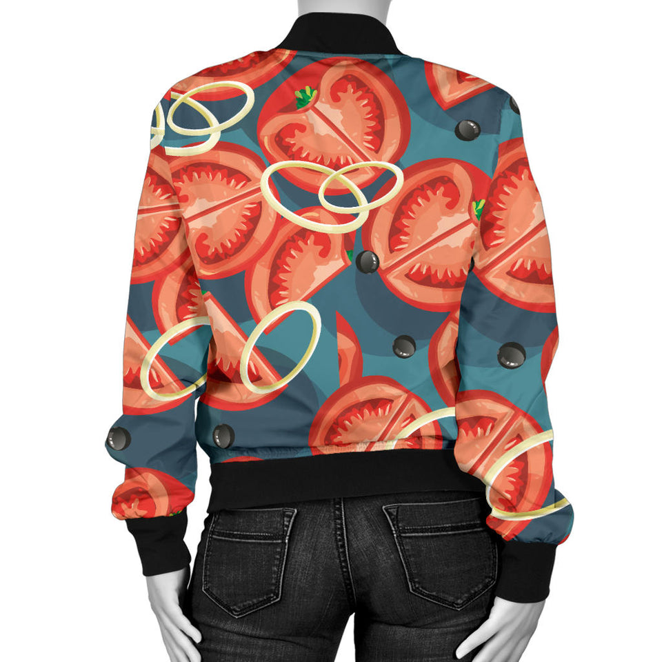 Tomato Pattern Background Women Bomber Jacket