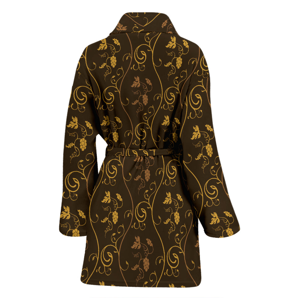 Gold Grape Pattern Women Bathrobe