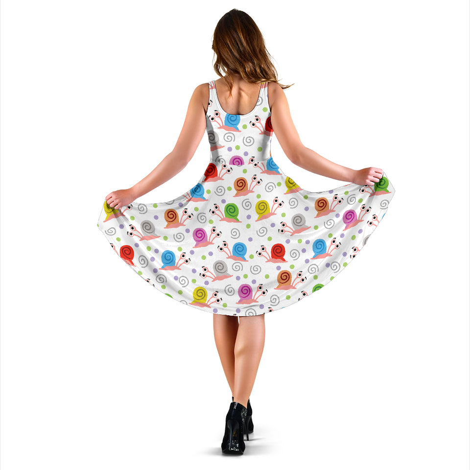 Snail Pattern Print Design 05 Sleeveless Midi Dress