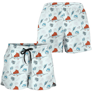 Swordfish Pattern Print Design 03 Women Shorts