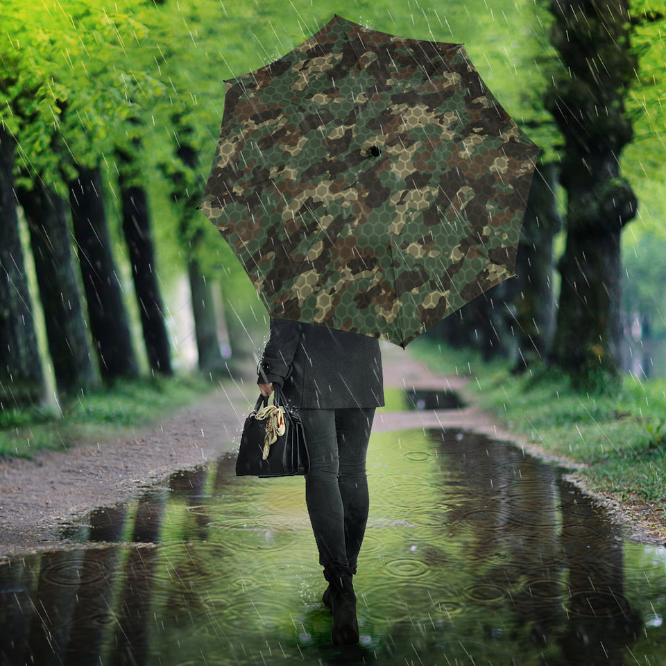 Green Camo Camouflage Honeycomb Pattern Umbrella