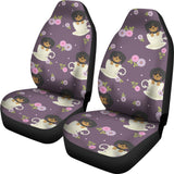 Dachshund in Coffee Cup Flower Pattern Universal Fit Car Seat Covers