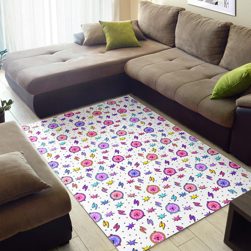 Alarm Clock Pattern Area Rug