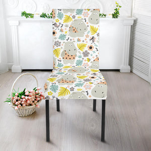 Hippopotamus Pattern Print Design 05 Dining Chair Slipcover