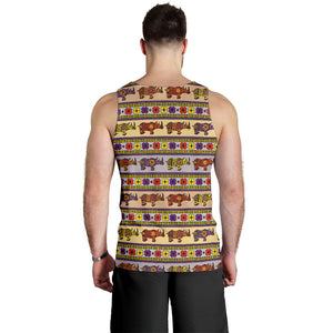 Rhino African Afro Dashiki Adinkra Kente Pattern Men Tank Top