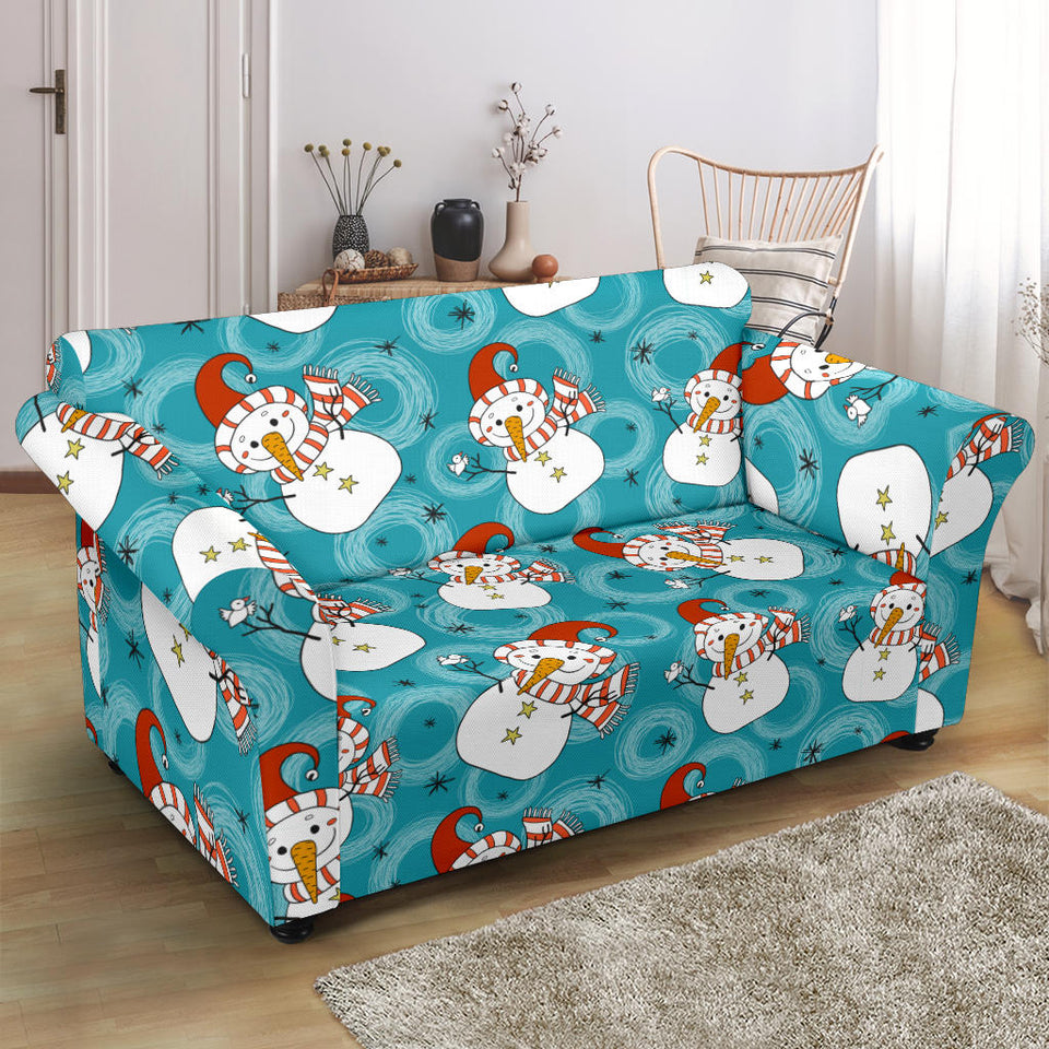 Snowman Chirstmas Pattern Loveseat Couch Slipcover