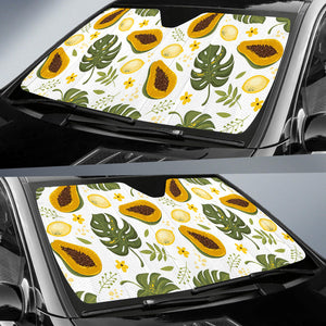 Papaya Leaves Flower Pattern Car Sun Shade