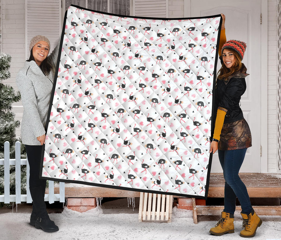 Ostrich Pattern Print Design 03 Premium Quilt