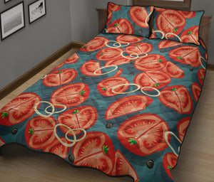 Tomato Pattern Background Quilt Bed Set