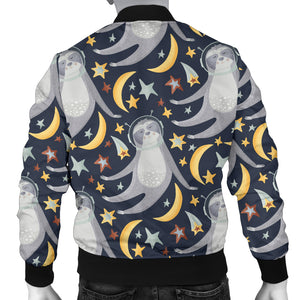 Sloth Astronaut Pattern Men Bomber Jacket