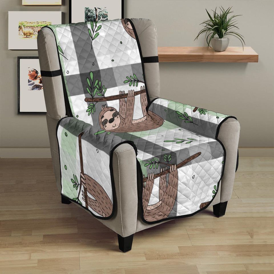 Sloth Pattern Stripe Background Chair Cover Protector