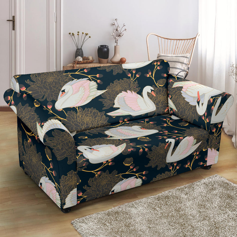 Swan Pattern Loveseat Couch Slipcover