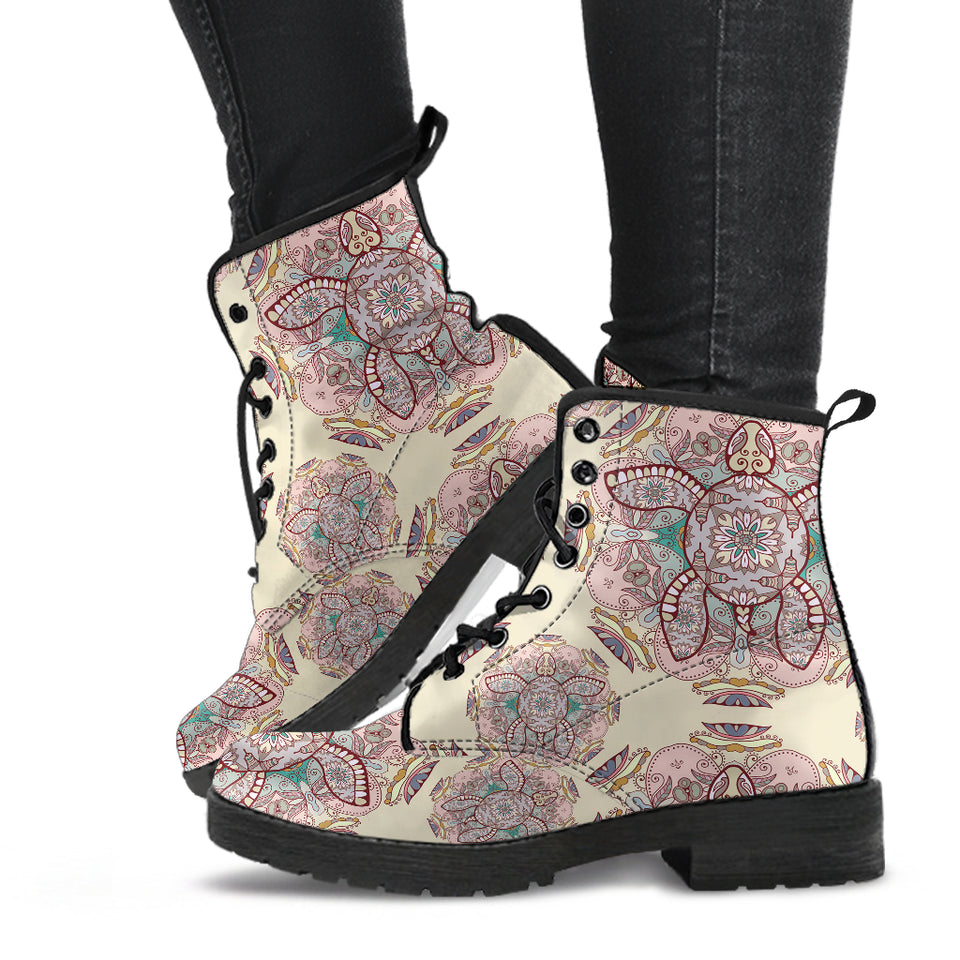 Sea Turtle Tribal Pattern Leather Boots