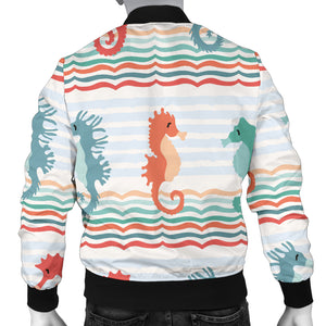 Seahorse Pattern Theme Men Bomber Jacket