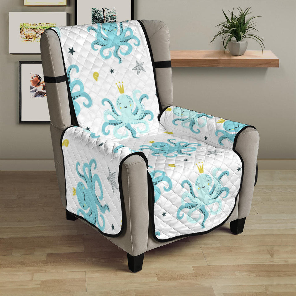 Octopus Blue Pattern Chair Cover Protector