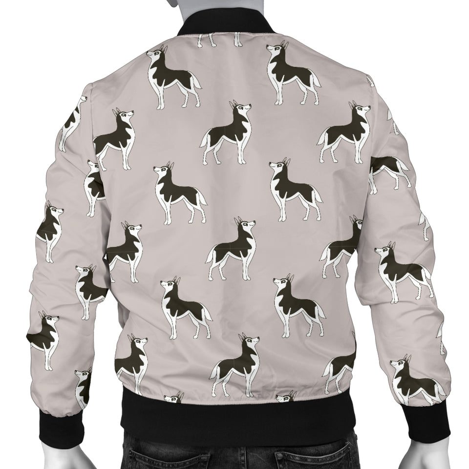 Siberian Husky Pattern Background Men Bomber Jacket