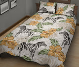 Zebra Hibiscus Pattern Quilt Bed Set