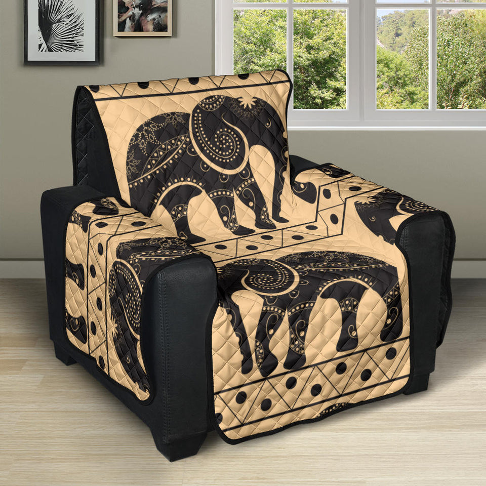 Elephant Pattern Ethnic Motifs Recliner Cover Protector