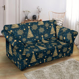 Gold Snowflake Chirstmas Pattern Loveseat Couch Slipcover