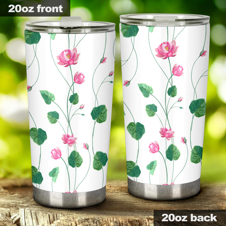 Pink Lotus Waterlily Flower Pattern Tumbler