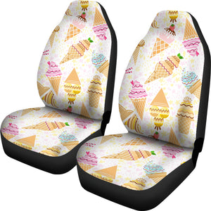 Ice Cream Cone Pattern Background Universal Fit Car Seat Covers