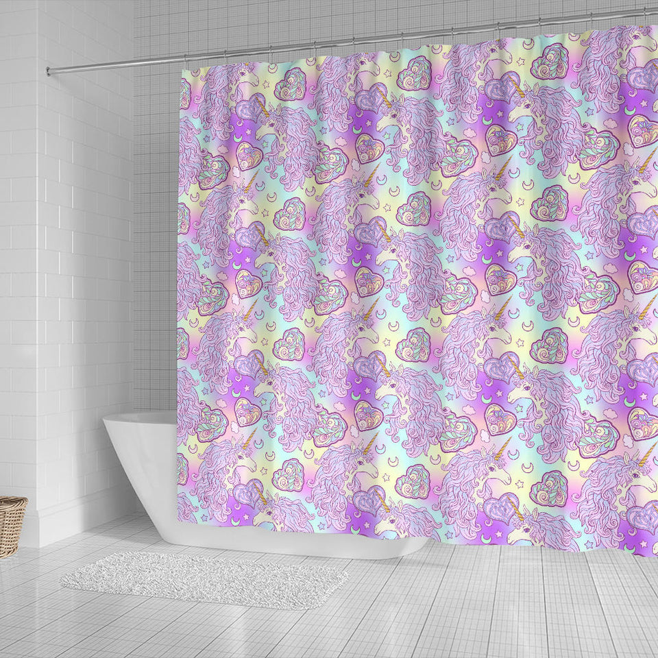 Unicorn Heart Pattern Shower Curtain Fulfilled In US