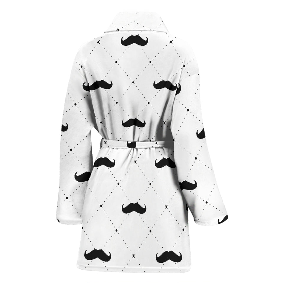 Mustache Beard Pattern Print Design 04 Women Bathrobe