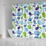 Whale Stripe Dot Pattern Shower Curtain Fulfilled In US