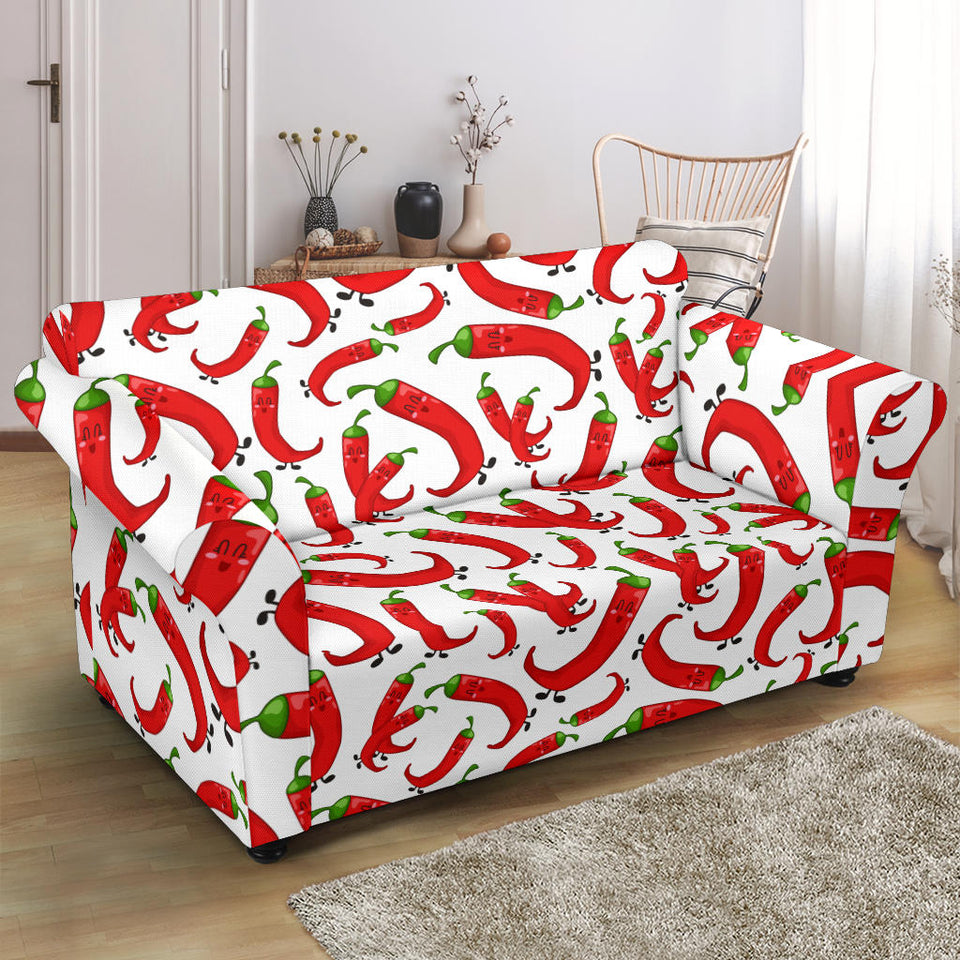 Red Chili Pattern Loveseat Couch Slipcover