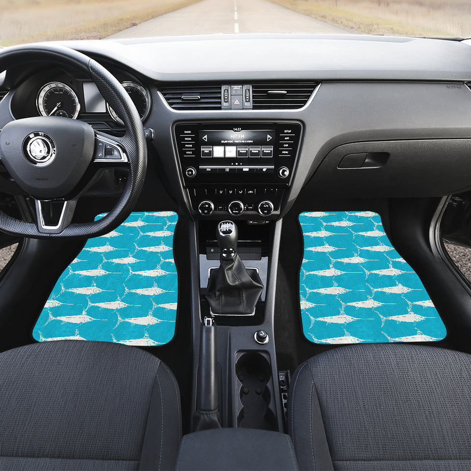 Swordfish Pattern Print Design 02 Front and Back Car Mats