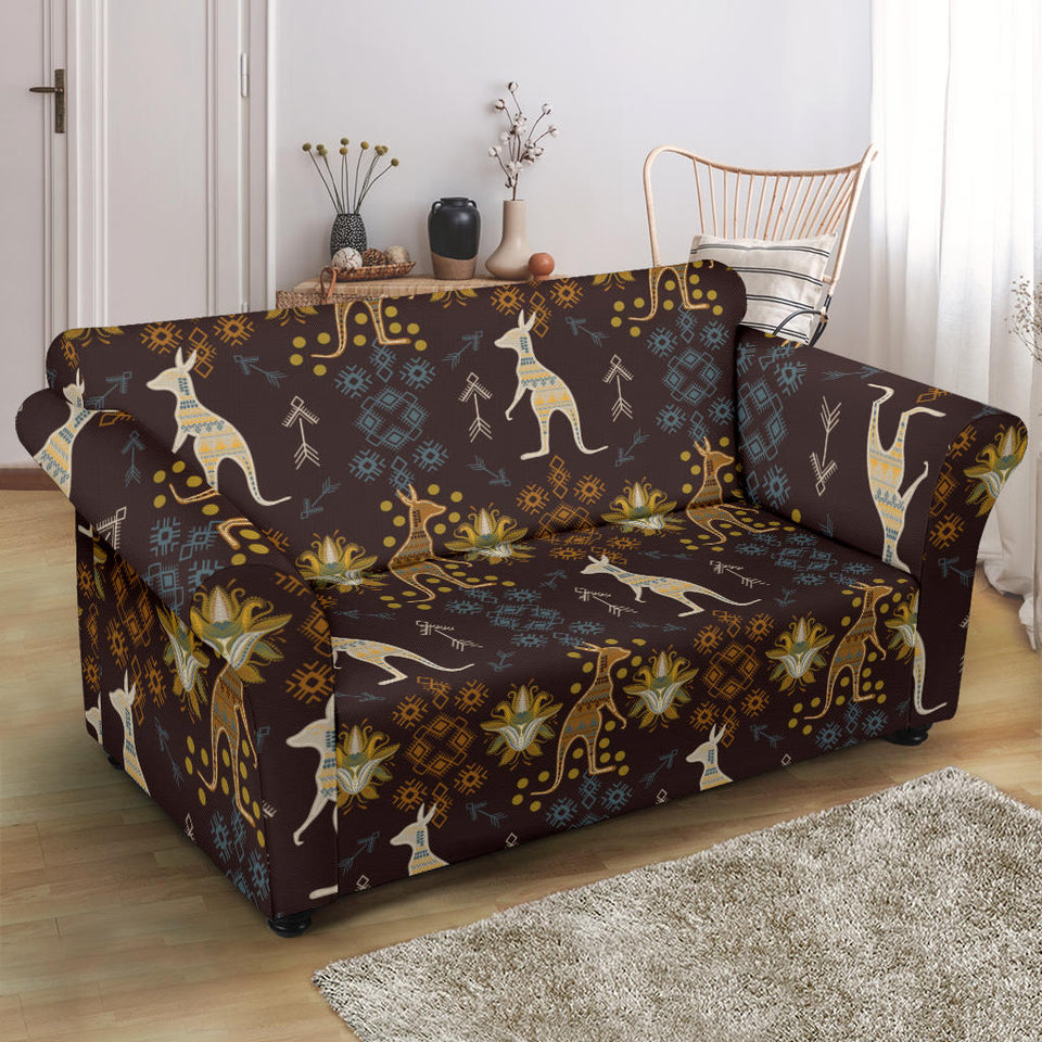 Kangaroo Aboriginal Theme Pattern  Loveseat Couch Slipcover