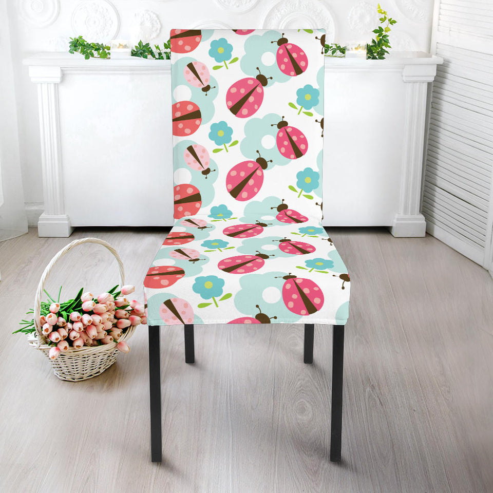 Ladybug Pattern Print Design 03 Dining Chair Slipcover