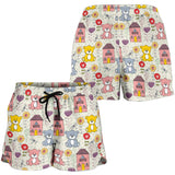 Teddy Bear Pattern Print Design 04 Women Shorts