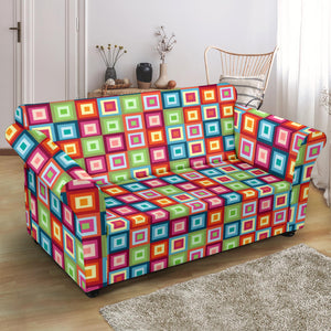 Rainbow Rectancular Pattern Loveseat Couch Slipcover