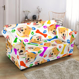 Shiba Inu Paw Bone Pattern Loveseat Couch Slipcover