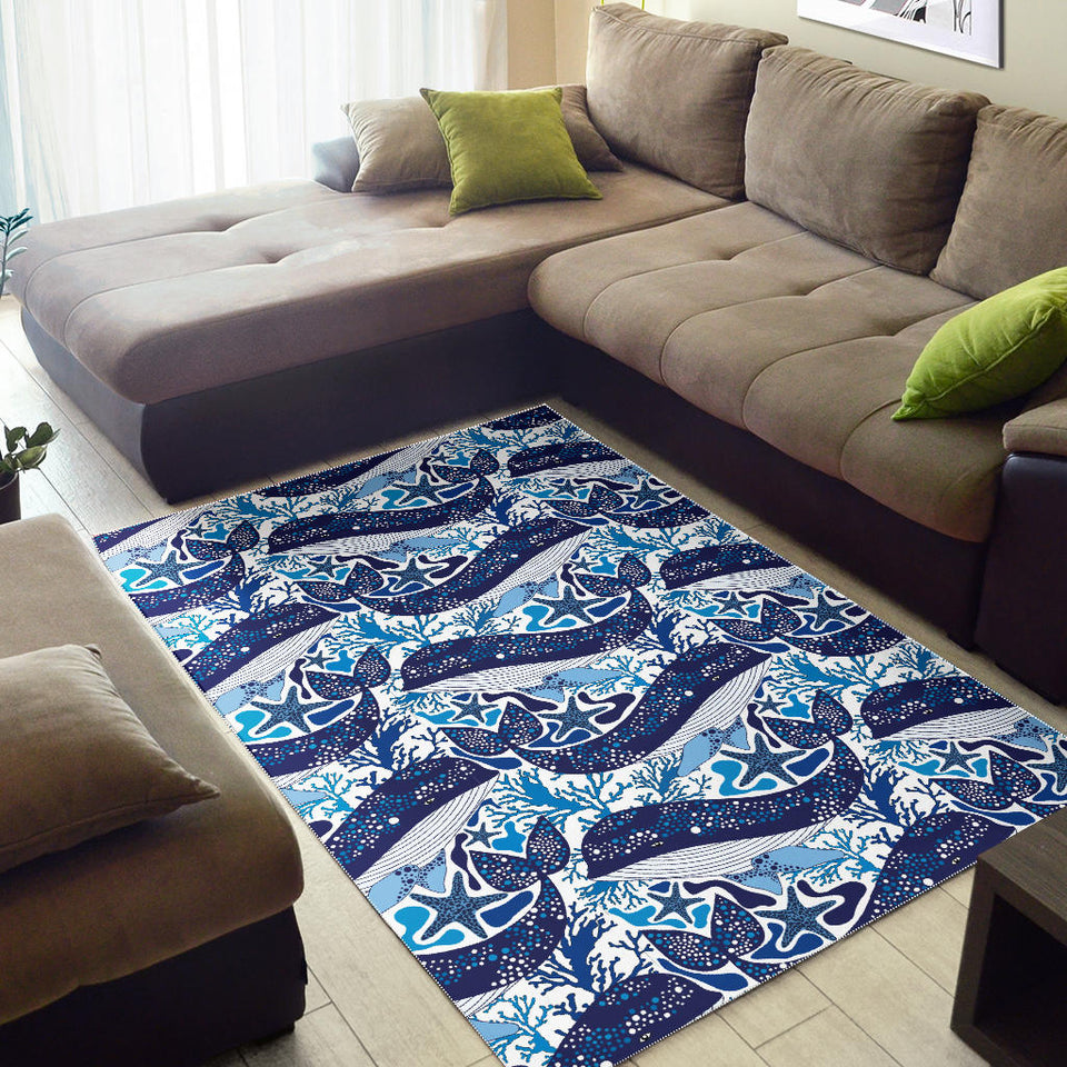 Whale Starfish Pattern Area Rug