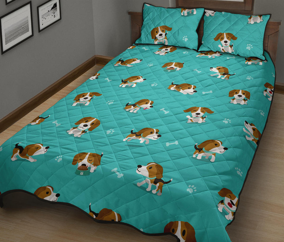 Cute Beagle Pattern Quilt Bed Set