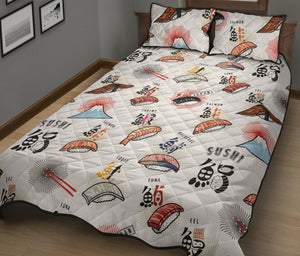 Sushi Japanese Pattern Quilt Bed Set