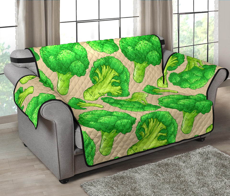 Broccoli Pattern Pink background Loveseat Couch Cover Protector